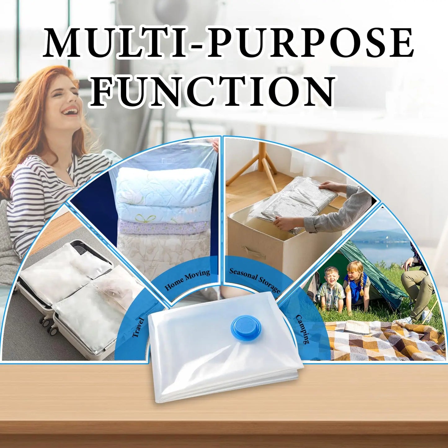 Vacuum Compression Bags (5 pcs) — Store Comforters, Blankets & Jackets, Reusable & Airtight