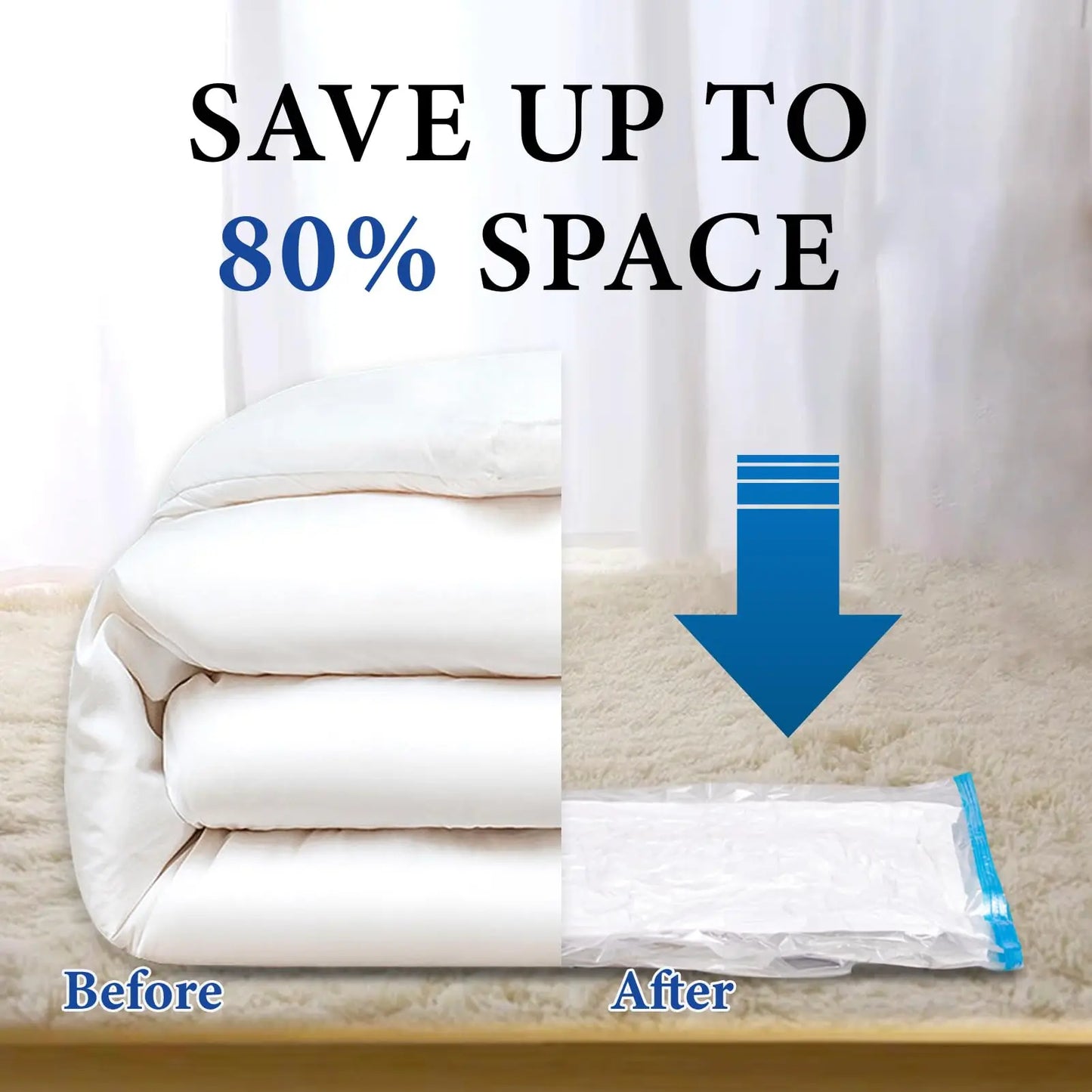 Vacuum Compression Bags (5 pcs) — Store Comforters, Blankets & Jackets, Reusable & Airtight