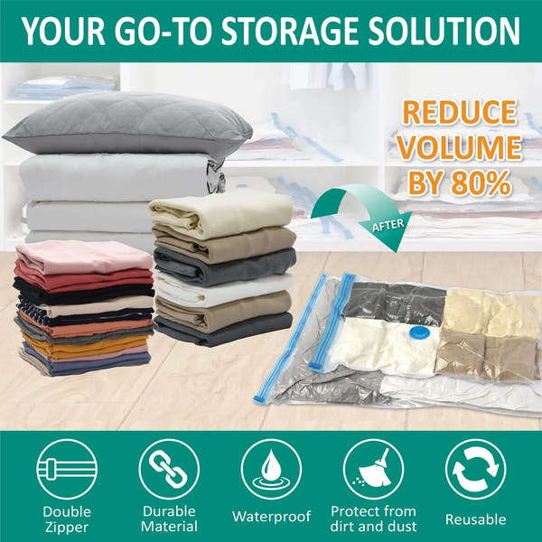 Vacuum Compression Bags (5 pcs) — Store Comforters, Blankets & Jackets, Reusable & Airtight