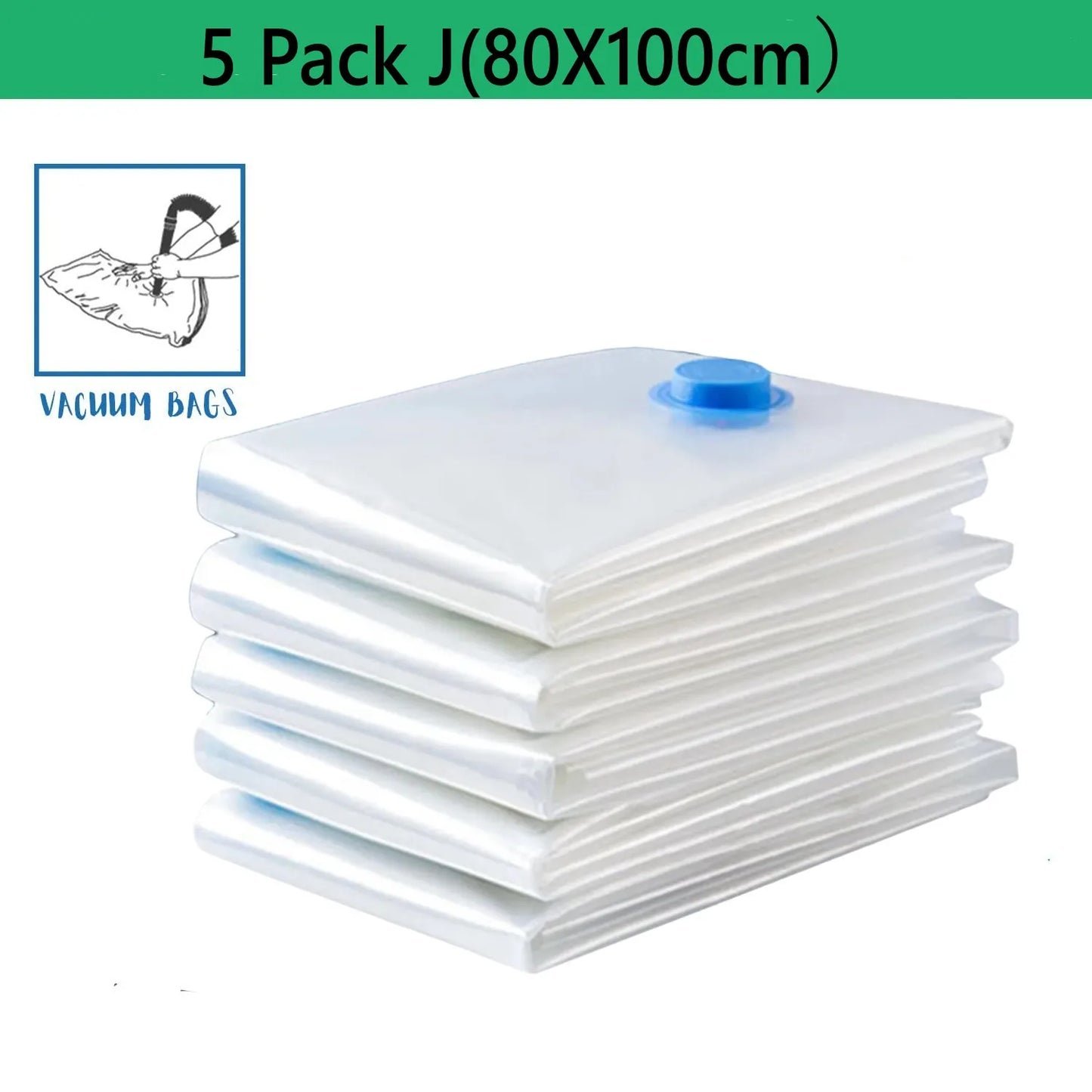Vacuum Compression Bags (5 pcs) — Store Comforters, Blankets & Jackets, Reusable & Airtight